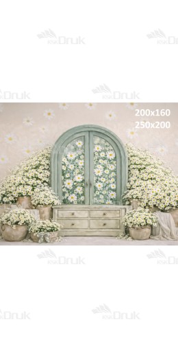 Tło fotograficzne „Półokrągła szafa z rumiankami” | E848